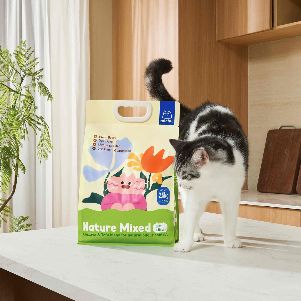 NatureMix Plant Cat Litter –Tofu & Cassava Blend Litter 2.5kg/6L - House Of Pets Delight (HOPD)