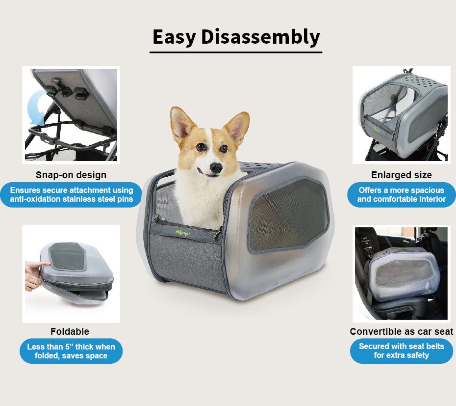 NeoRider Multi - Purpose Detachable Pet Stroller – Silver Mist - House Of Pets Delight (HOPD)