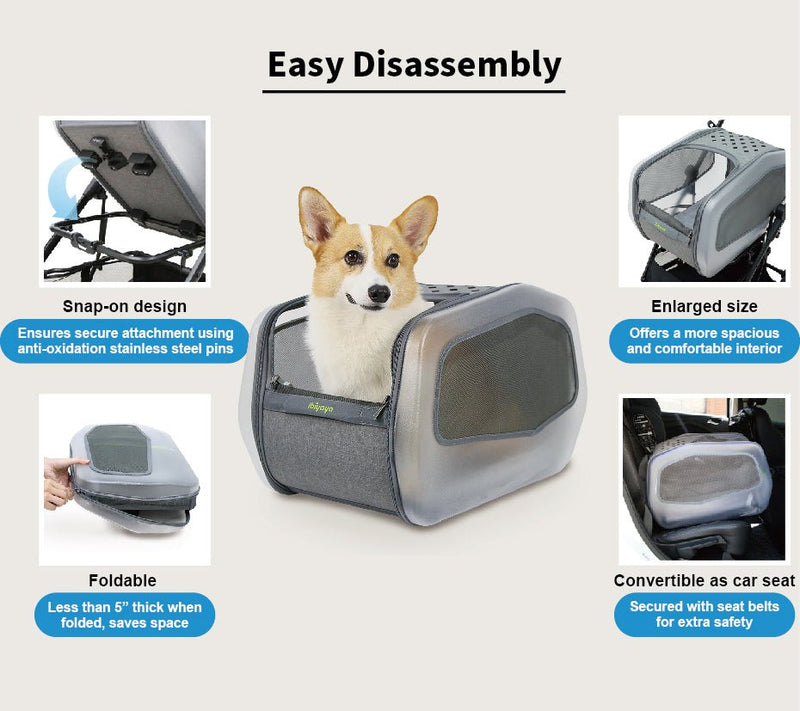 NeoRider Multi - Purpose Detachable Pet Stroller – Silver Mist - House Of Pets Delight (HOPD)