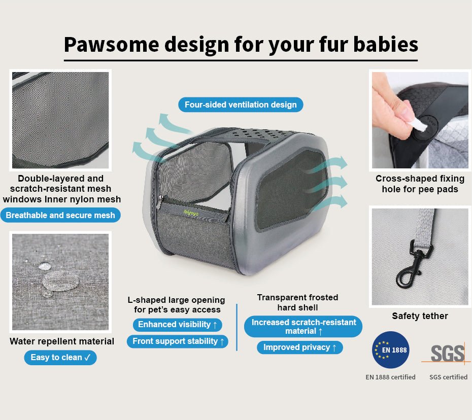 NeoRider Multi - Purpose Detachable Pet Stroller – Silver Mist - House Of Pets Delight (HOPD)