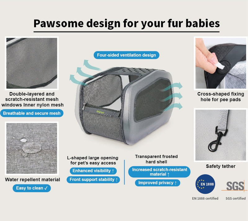 NeoRider Multi - Purpose Detachable Pet Stroller – Silver Mist - House Of Pets Delight (HOPD)