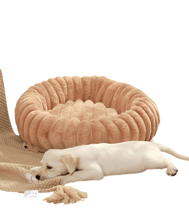 Plush Ribbed Round Pet Bed - Latte - House Of Pets Delight (HOPD)