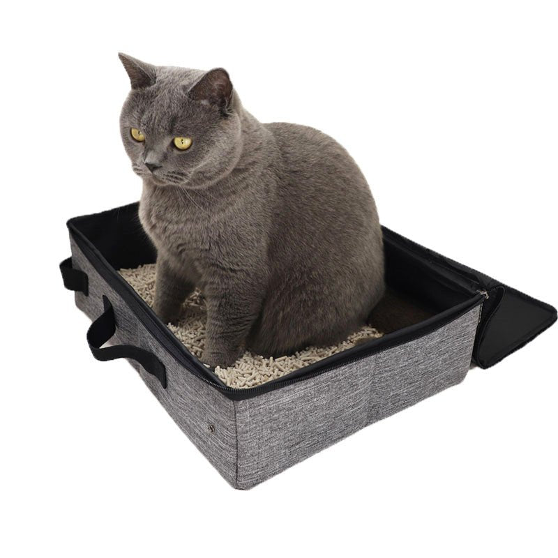 Portable Foldable Cat Litter Box Waterproof Travel Litter Pan