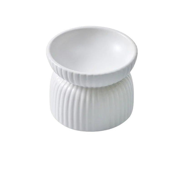 HOPD Ribbed Elevated Ceramic Cat Bowl - Durable & Stylish