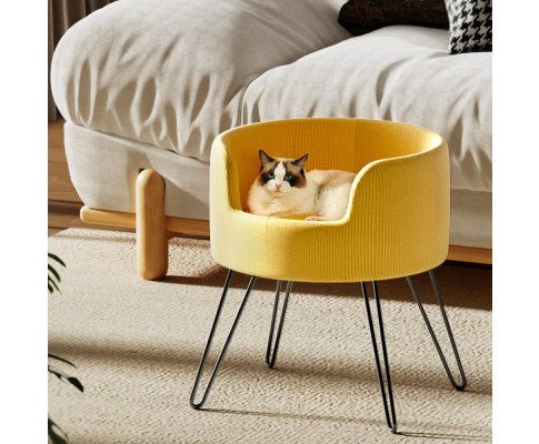 Smooth Velvet Elevated Pet Bed Sofa - Yellow - House Of Pets Delight (HOPD)