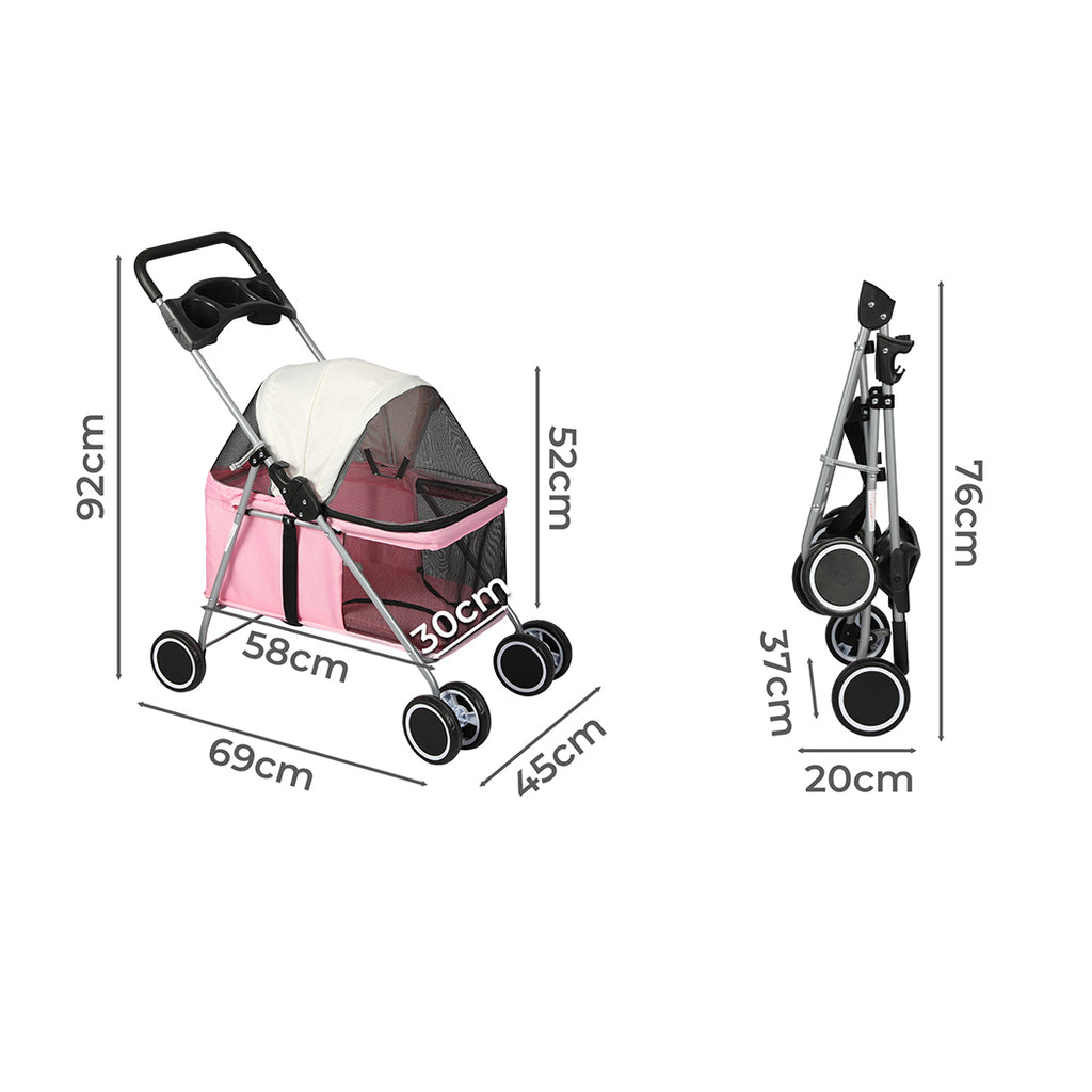 Haustierbuggy Travel 4 Räder Schwarz