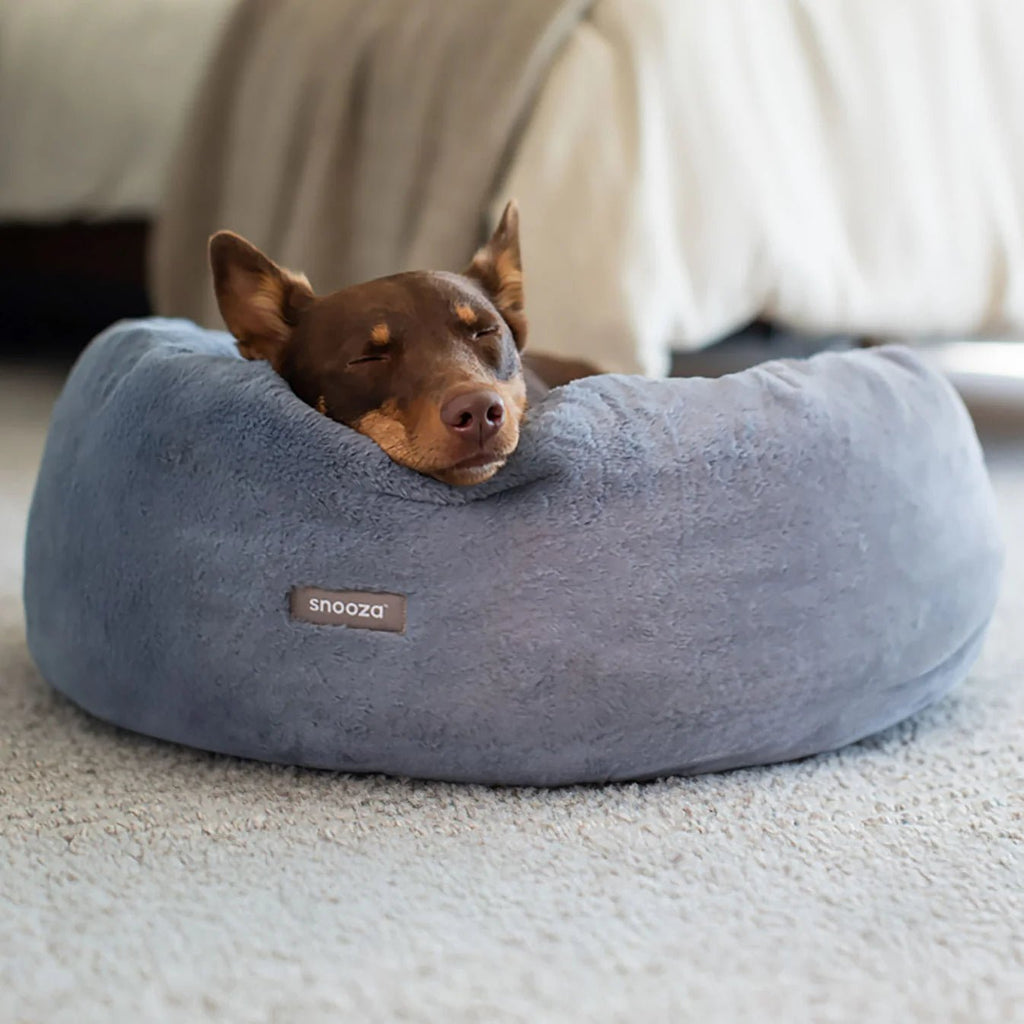 Snooza Luxe Fur Cuddler Dog Bed - Smokey Blue - House Of Pets Delight (HOPD)