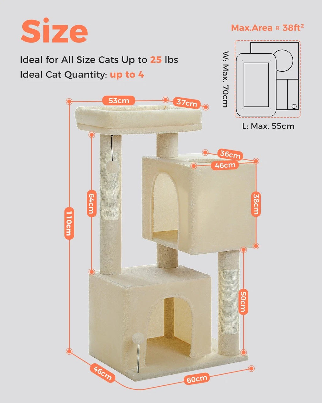 Soft Double Condo Cat Condo - Ivory - House Of Pets Delight (HOPD)