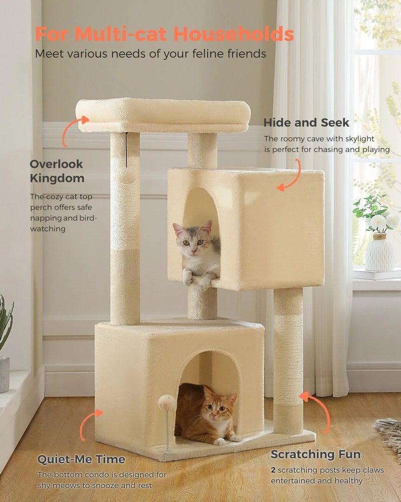 Soft Double Condo Cat Condo - Ivory - House Of Pets Delight (HOPD)
