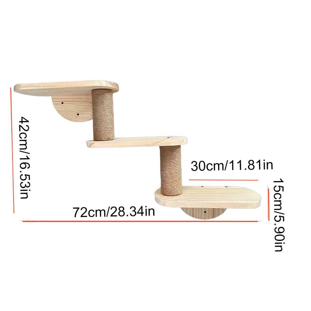 Solid Wood Wall Mounted Cat Climbing Rack Platform Shelf - House Of Pets Delight (HOPD)
