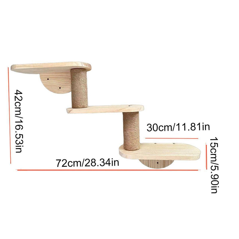 Solid Wood Wall Mounted Cat Climbing Rack Platform Shelf - House Of Pets Delight (HOPD)