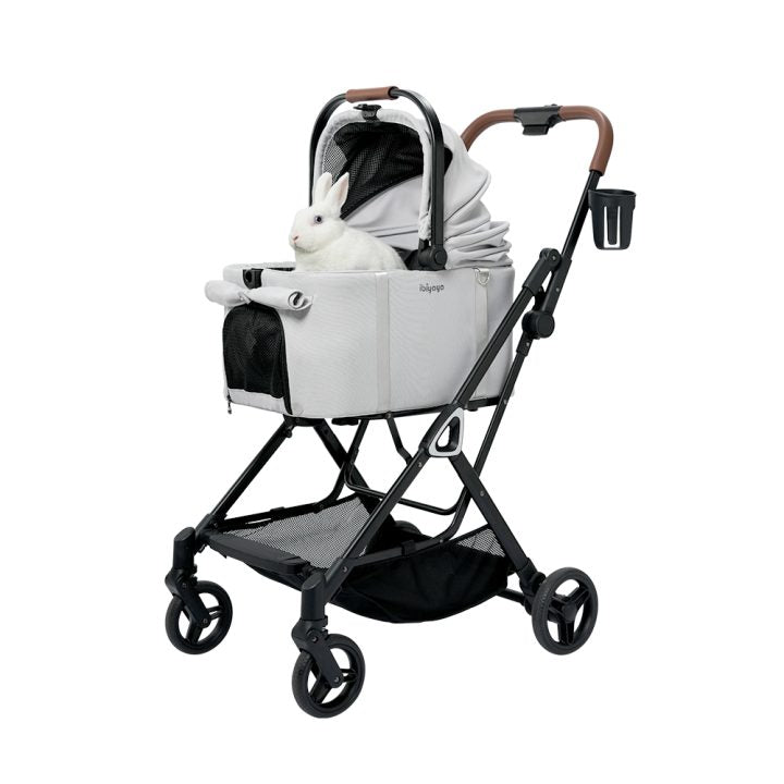 Tinker Small Detachable Pet Stroller with Cup Holder – Silver Grey - House Of Pets Delight (HOPD)