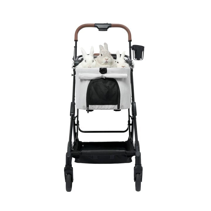 Tinker Small Detachable Pet Stroller with Cup Holder – Silver Grey - House Of Pets Delight (HOPD)