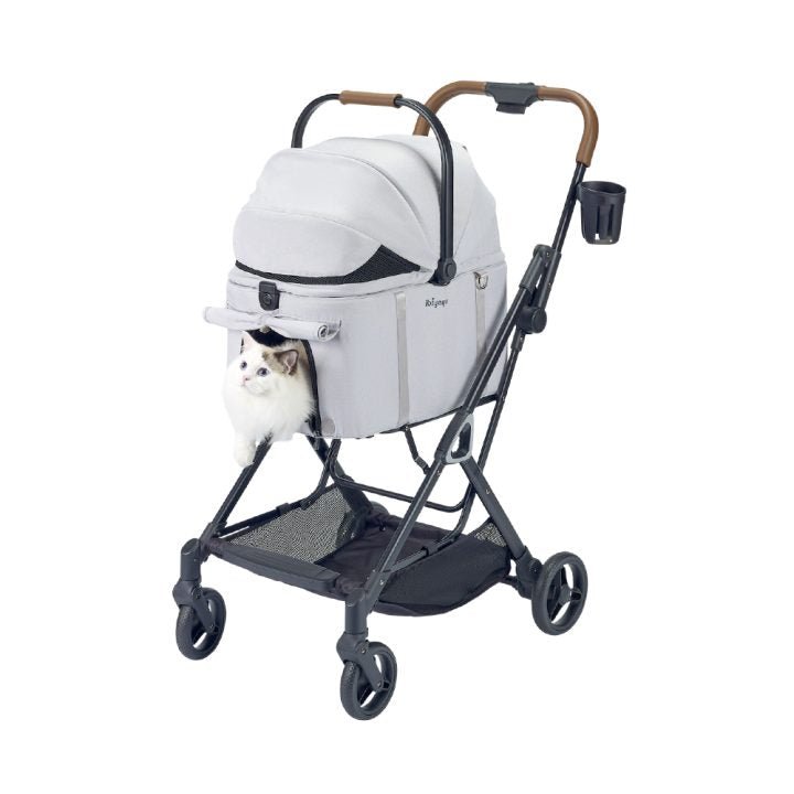Tinker Small Detachable Pet Stroller with Cup Holder – Silver Grey - House Of Pets Delight (HOPD)