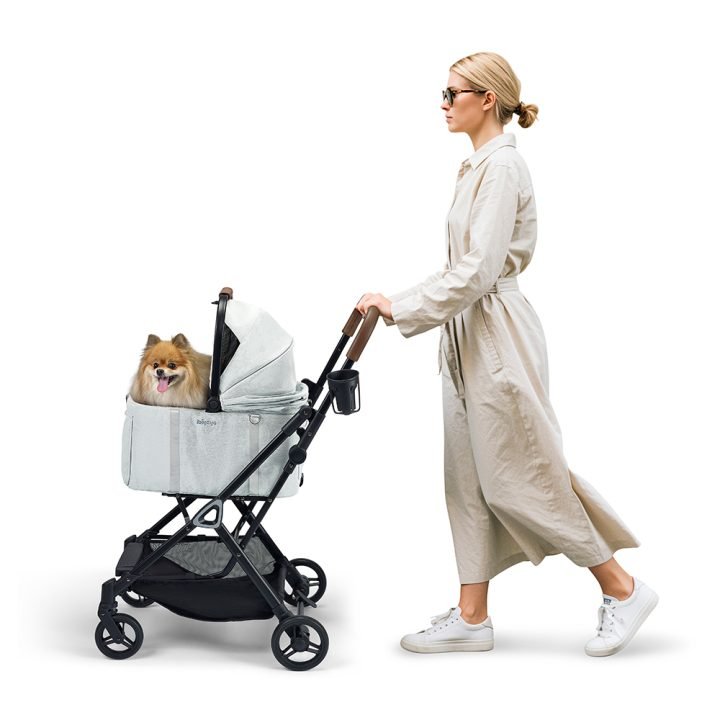 Tinker Small Detachable Pet Stroller with Cup Holder – Silver Grey - House Of Pets Delight (HOPD)