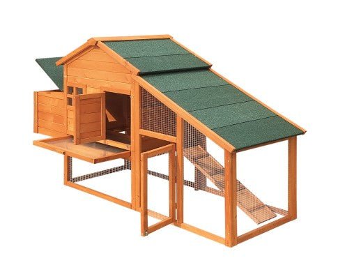 Wide Wooden Chicken Coop with Nesting Box - House Of Pets Delight (HOPD)