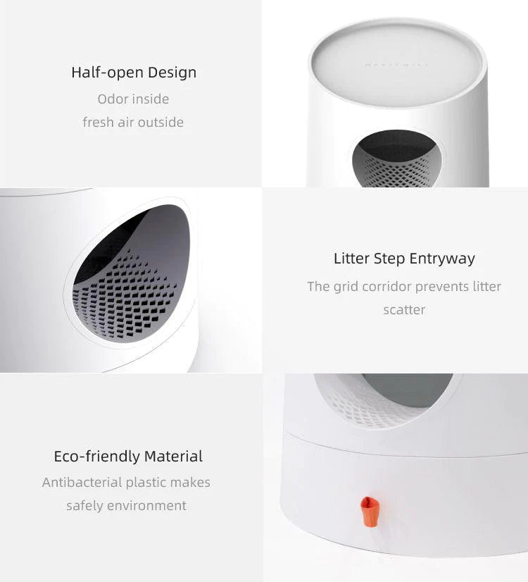 XL Castle 2 in 1 Front - Entry Cat Litter Box with Scratch Basin - White - House Of Pets Delight (HOPD)