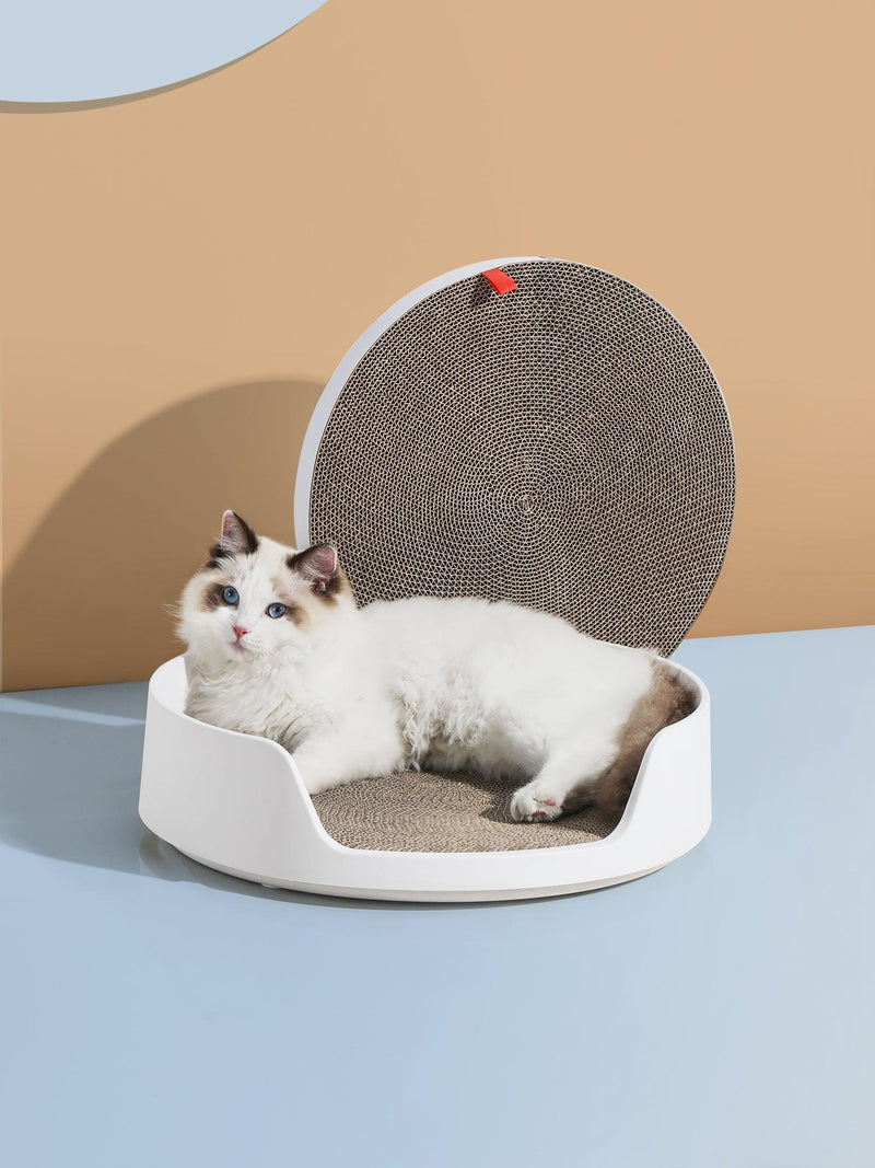 XL Castle 2 in 1 Front - Entry Cat Litter Box with Scratch Basin - White - House Of Pets Delight (HOPD)