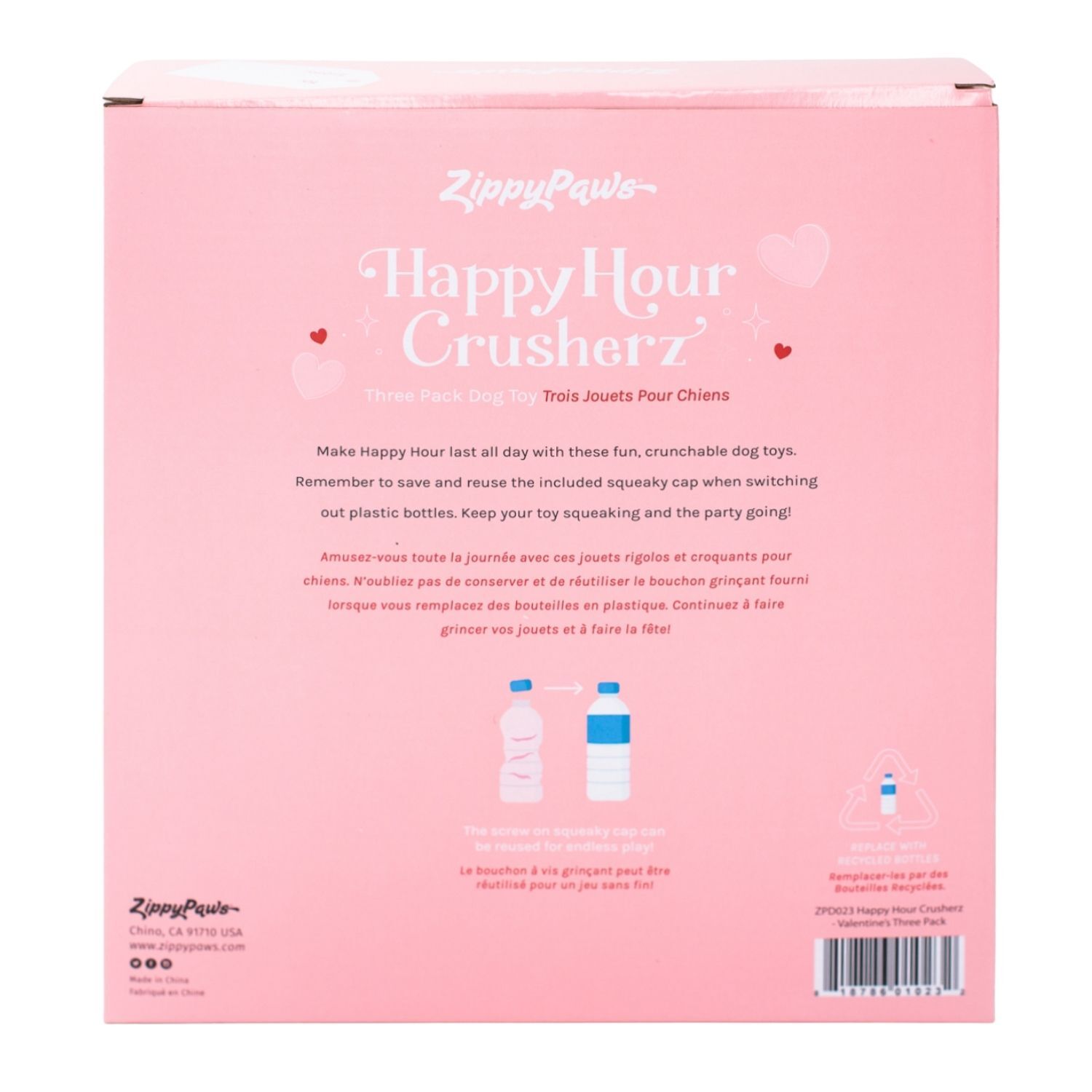 Zippy Paws Happy Hour Crusherz Interactive Dog Toy Wine Lover's