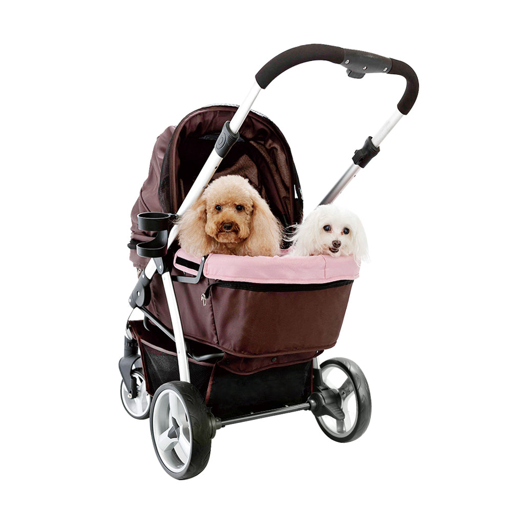 Elegant Retro I Dog Stroller - Brown Pink-House of Pets Delight