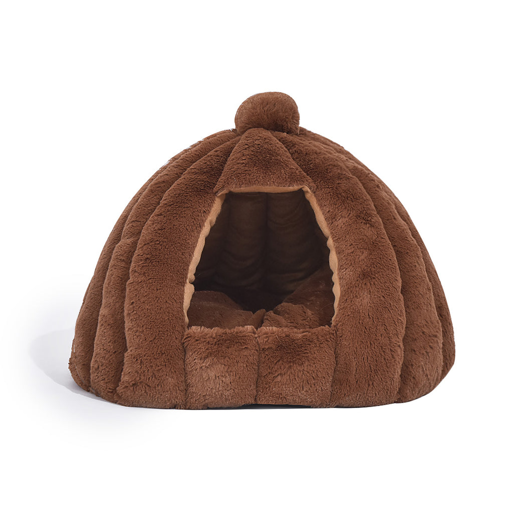 Cat Castle Igloo Round Nest Cave Brown-House of Pets Delight