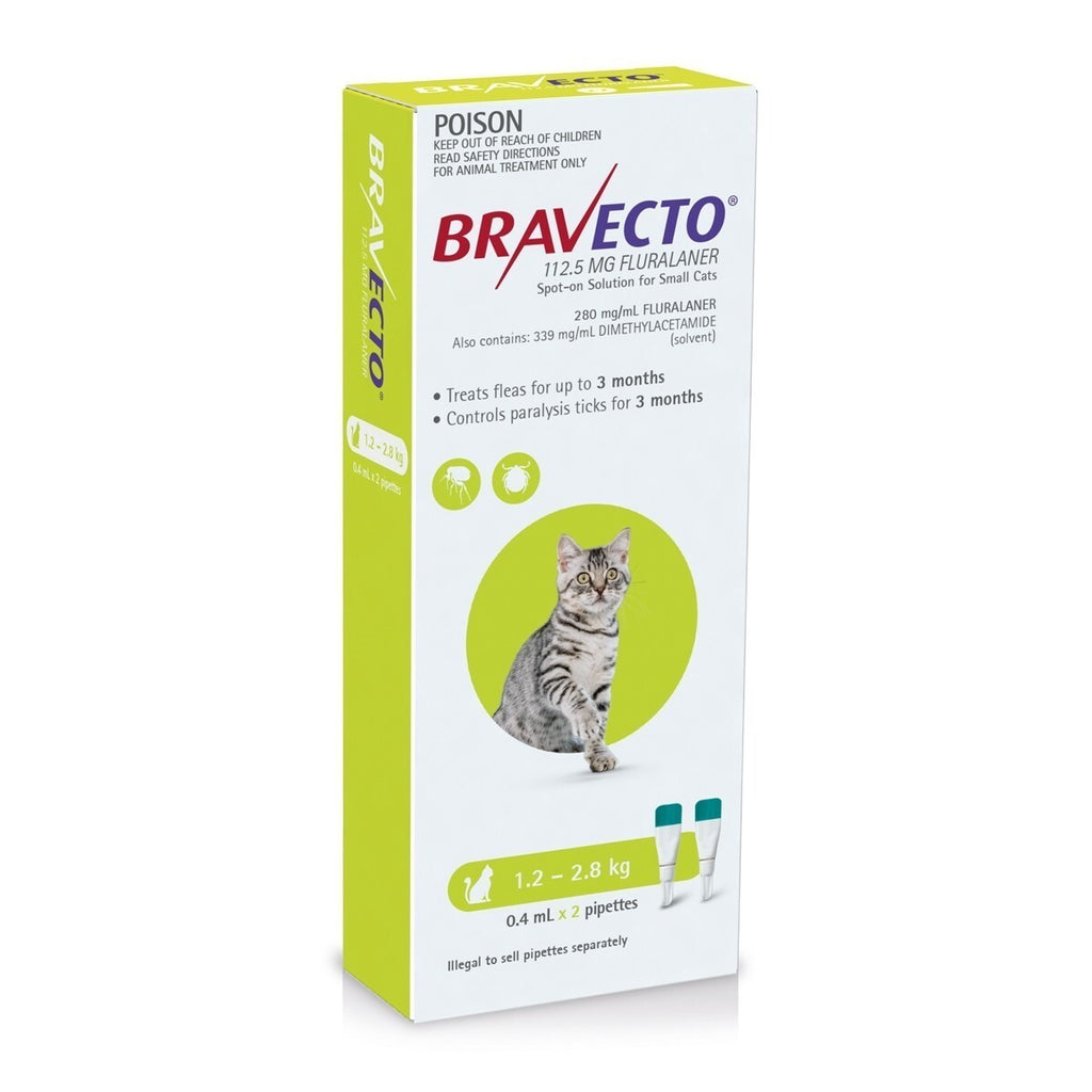 BRAVECTO SPOT-ON FOR SMALL CATS 1.2-2.8KG 2 PACK-House of Pets Delight
