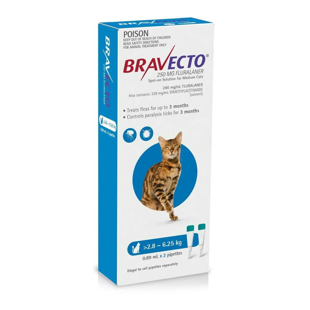BRAVECTO SPOT-ON FOR MEDIUM CATS 2.8-6.25KG 2 PACK-House of Pets Delight
