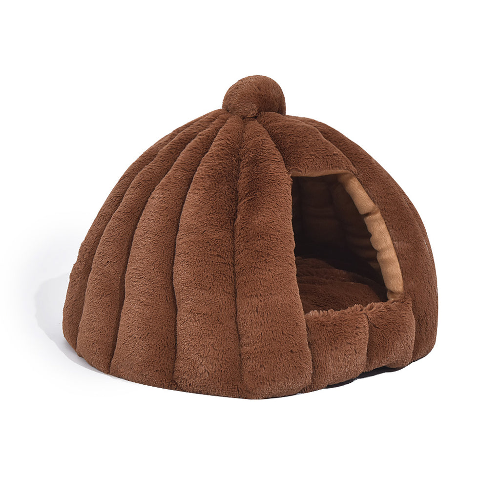 Cat Castle Igloo Round Nest Cave Brown-House of Pets Delight