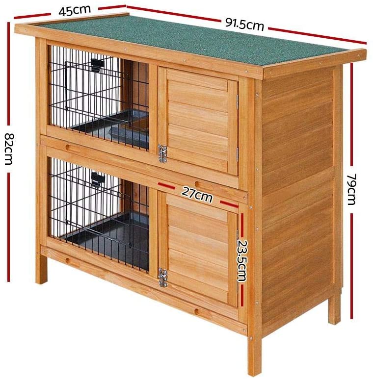 2 Storey Wooden Rabbit Hutch-House of Pets Delight