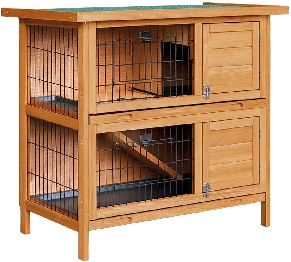 2 Storey Wooden Rabbit Hutch-House of Pets Delight
