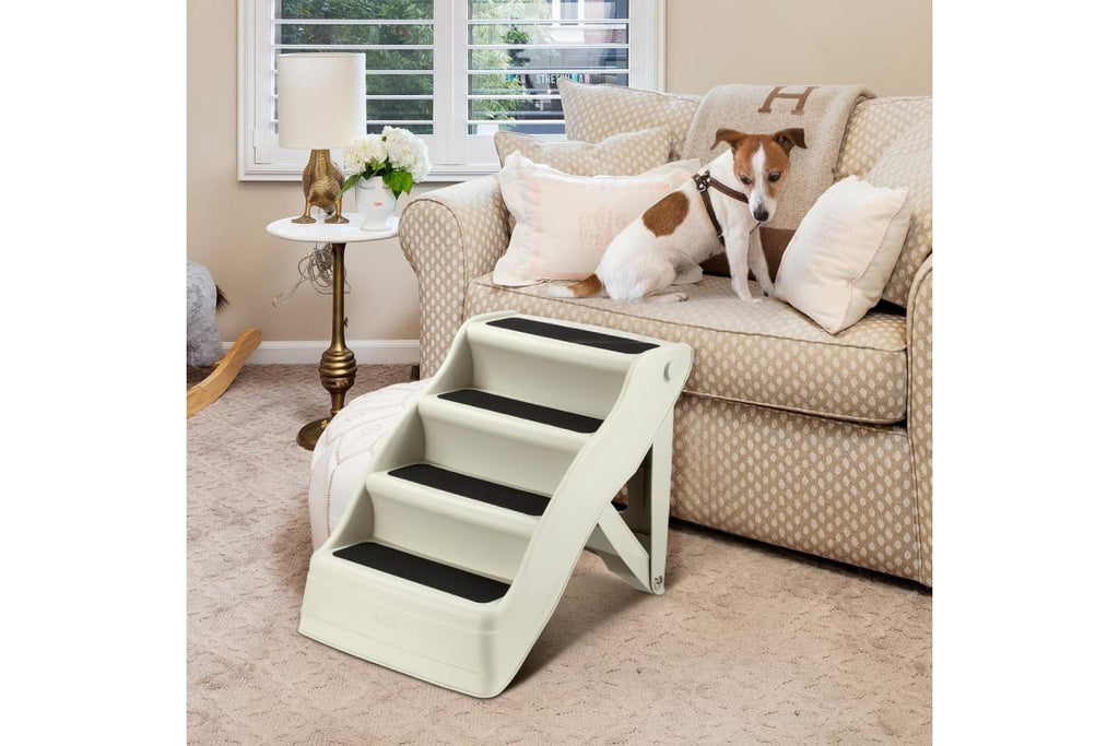 Petscene Foldable Pet Stairs 4 Step Ladder for Pet Cat Dog