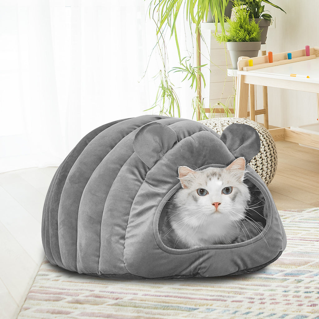 Comfy Cat Cave Igloo Round Nest Grey L-House of Pets Delight