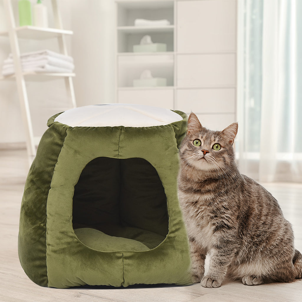 Cat Castle Igloo Round Nest Cave Green L-House of Pets Delight