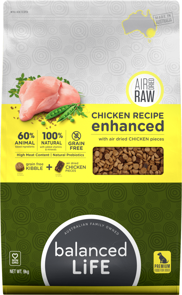 Balanced Life Enhanced Chicken Air Dried + Kibble Dog Food 9Kg-Balanced Life