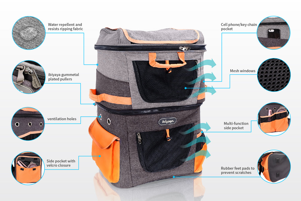 TWO-TIER HANDSFREE PET BACKPACK CARRIER-House of Pets Delight