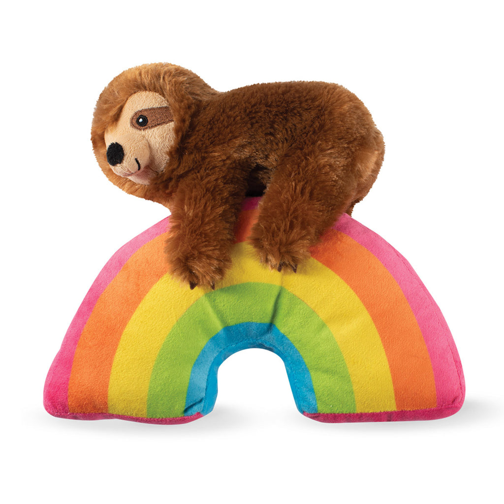Sloth On A Rainbow Plush Dog Toy