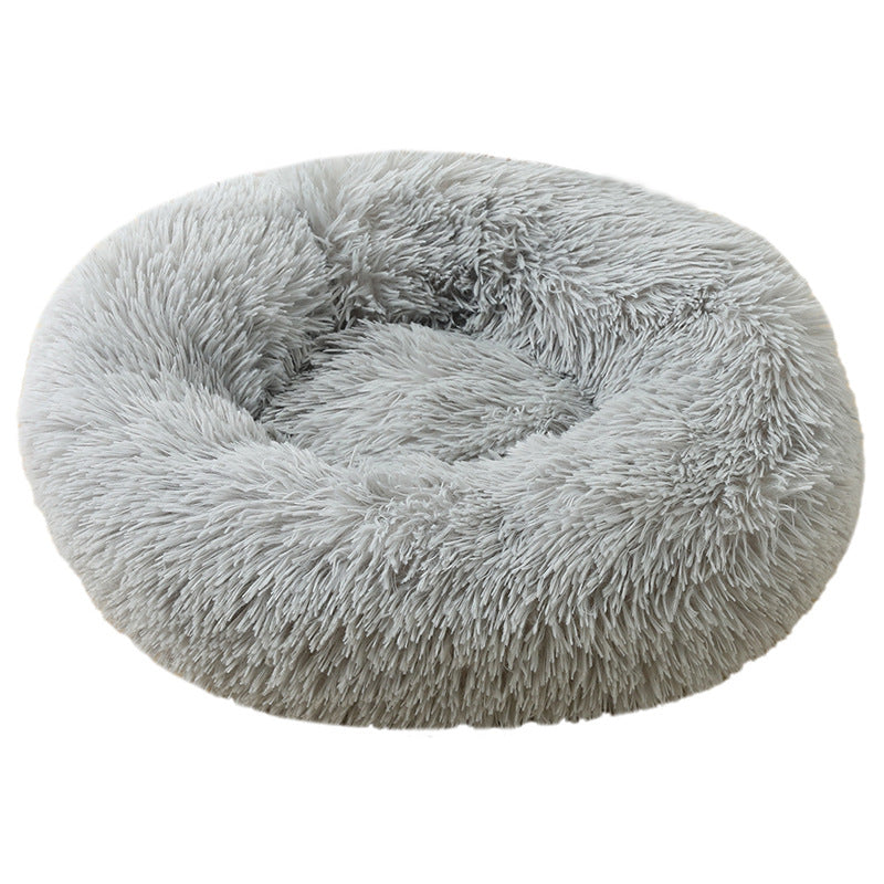 Soothing Calming Donut Pet Bed in Light Grey-House of Pets Delight