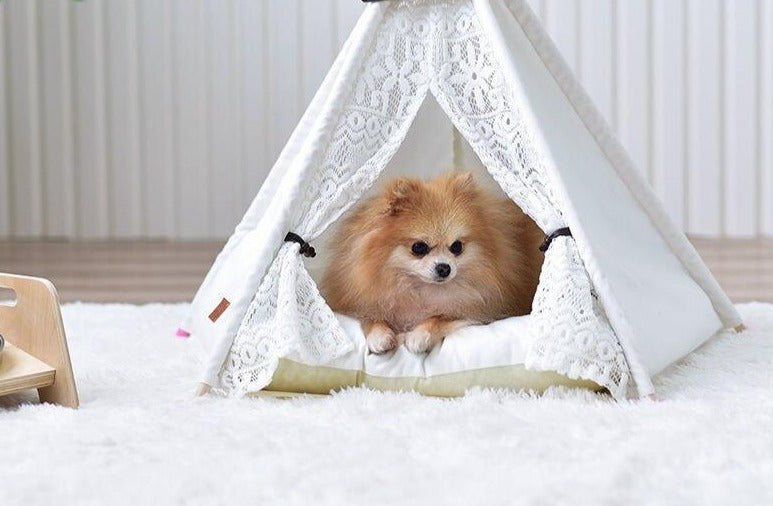Crochet Teepee With Cushion-House of Pets Delight