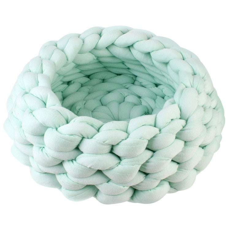 Chunky Cotton Braided Knit Pet Bed in Mint-House of Pets Delight
