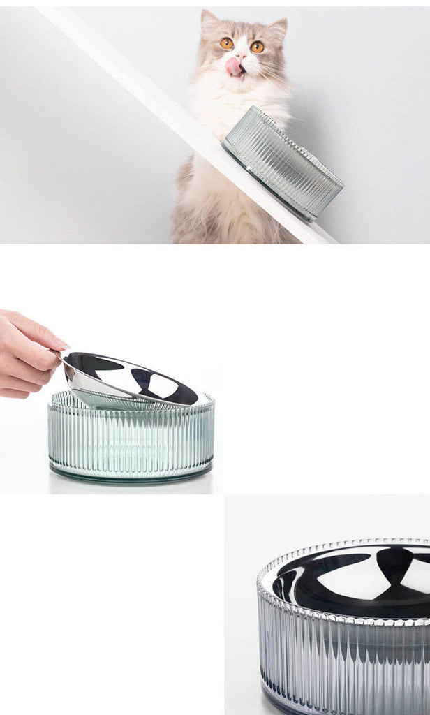 Contemporary Stainless Steel Pet Bowl in Blue-House of Pets Delight