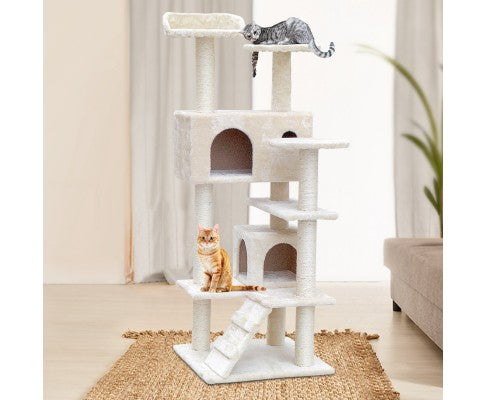 134cm Multi Level Cat Post in Beige-House of Pets Delight