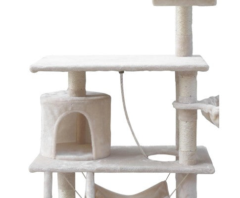 141cm Cat Scratching Tree Post with Hammock (2 Colours)-House of Pets Delight