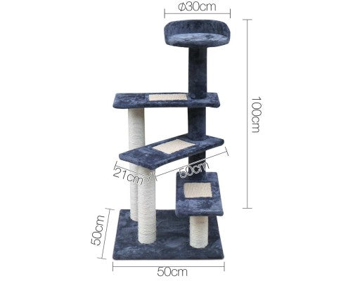 Multi Level Cat Scratching Tree - Grey - House of Pets Delight