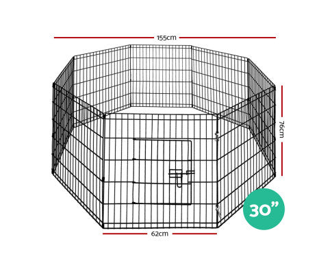 8 Panel Pet Playpen Crate - 30 Inch