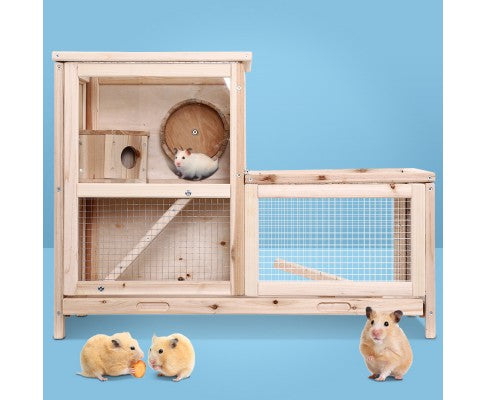 Pet Hamster Guinea Pig Ferrets Rodents Large Wooden Hutch with Run-House of Pets Delight