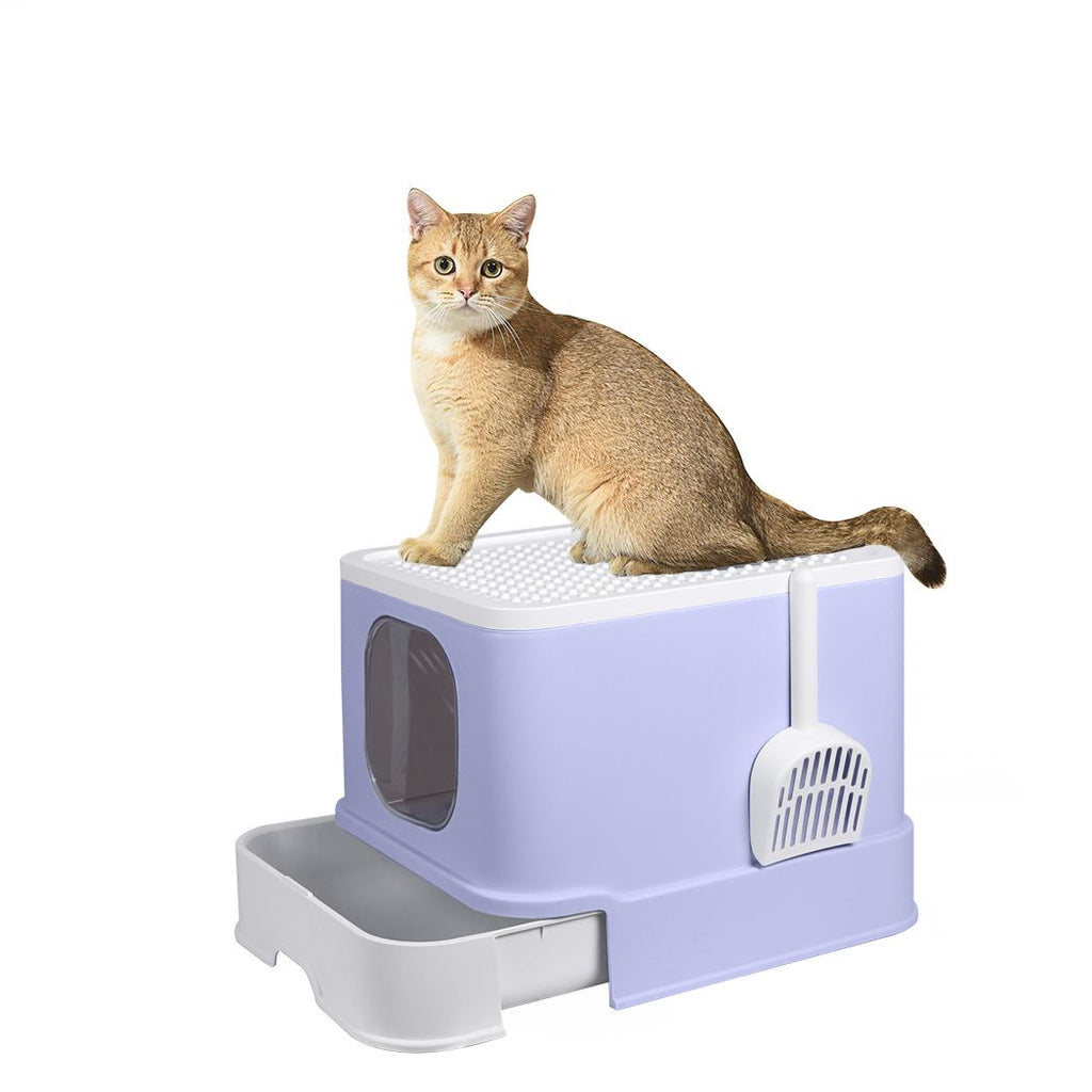 Fully Enclosed Kitty Toilet Basin in Purple-House Of Pets Delight