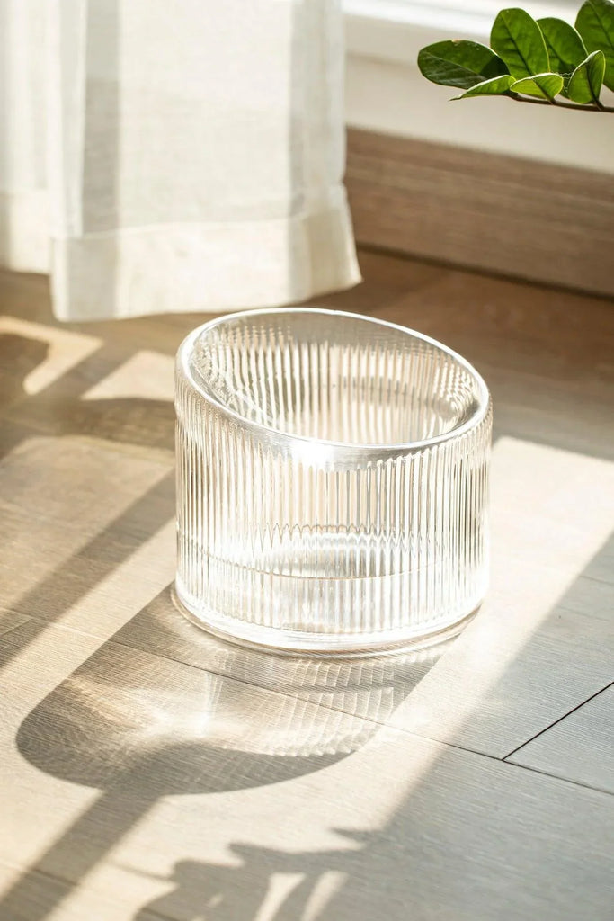 Handmade 2 in 1 Glass Cat Bowl Set - Crystal