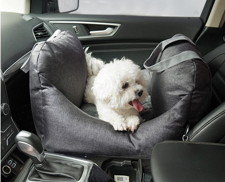 Plush Pet Booster Car Seat in Charcoal-House Of Pets Delight