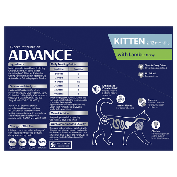 Kitten Lamb In Gravy Wet Cat Food Pouches 12X85G