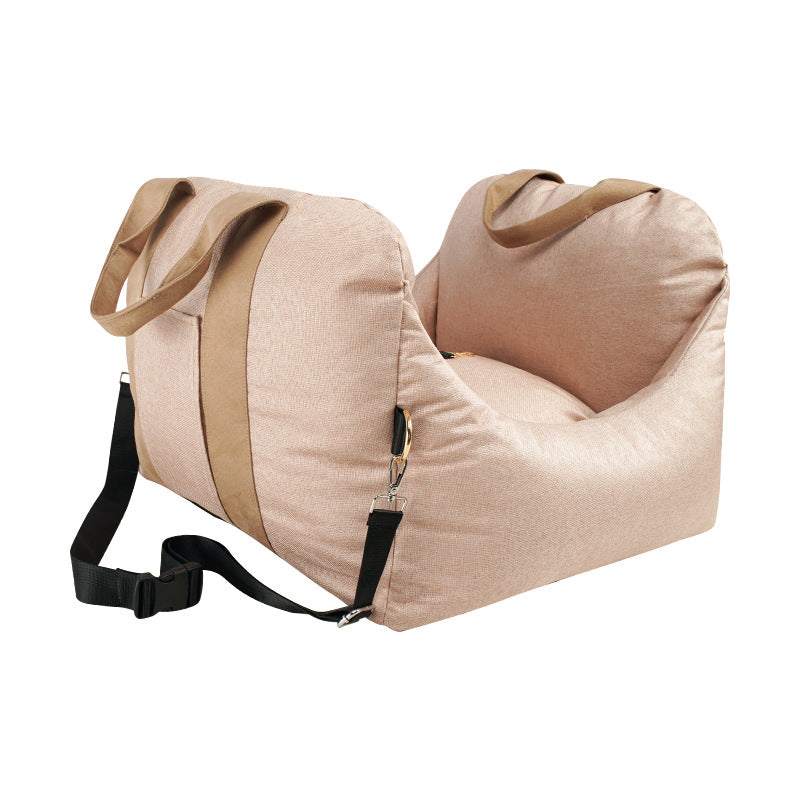 Plush Pet Booster Car Seat in Nude-House Of Pets Delight